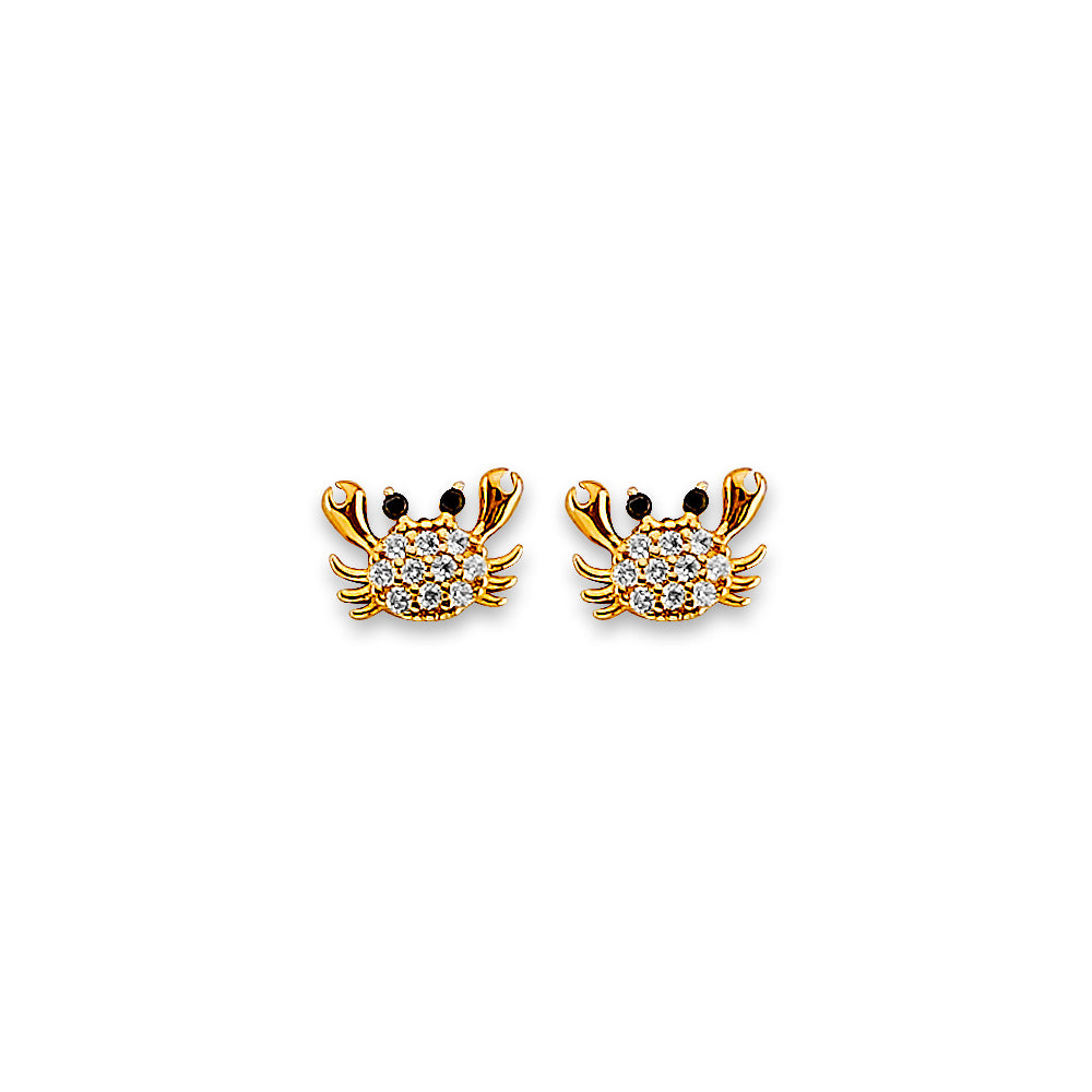 14K Yellow Gold Stud Earring & Solitaire Jewelry - ST837