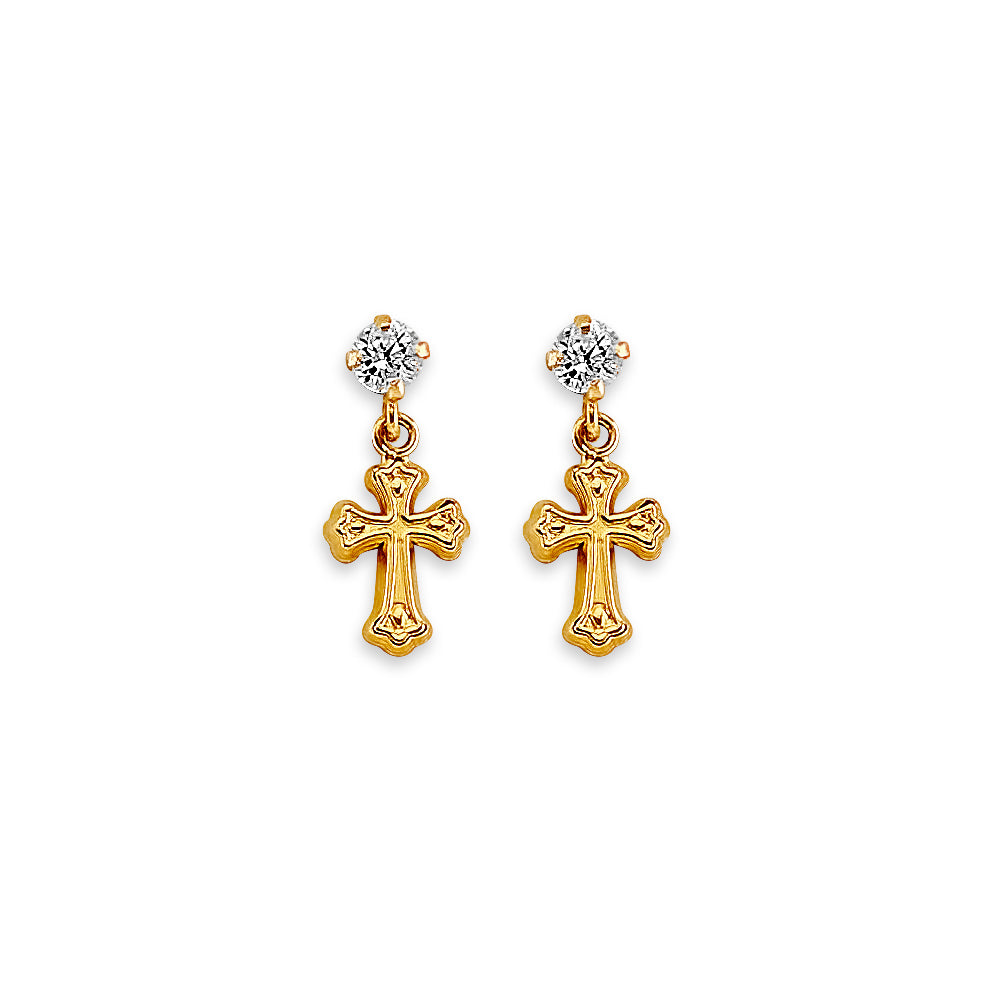 14K Yellow Gold Stud Earring & Solitaire Jewelry - ST846