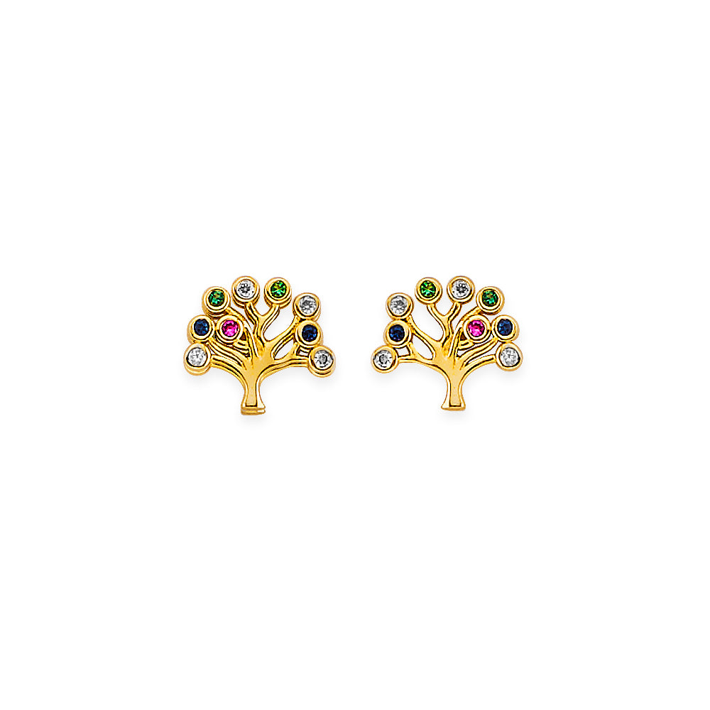 14K Yellow Gold Stud Earring & Solitaire Jewelry - ST862