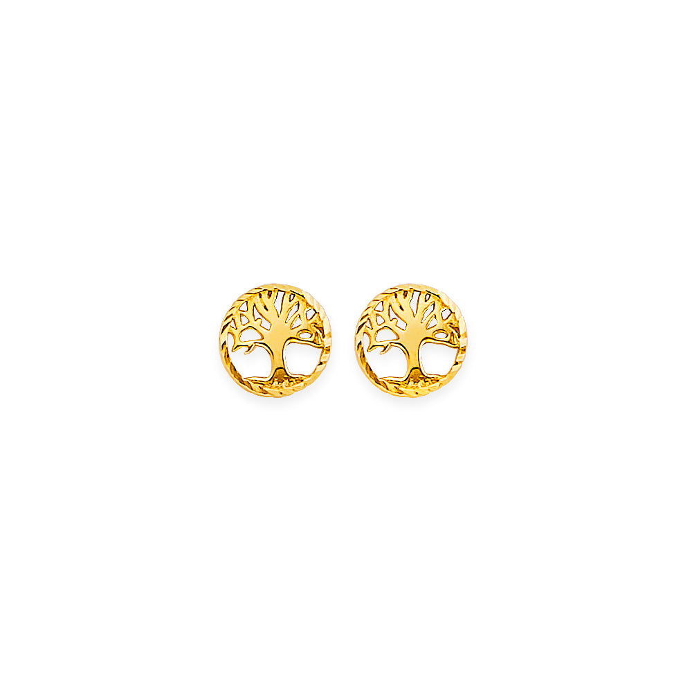 14K Yellow Gold Stud Earring & Solitaire Jewelry - ST863