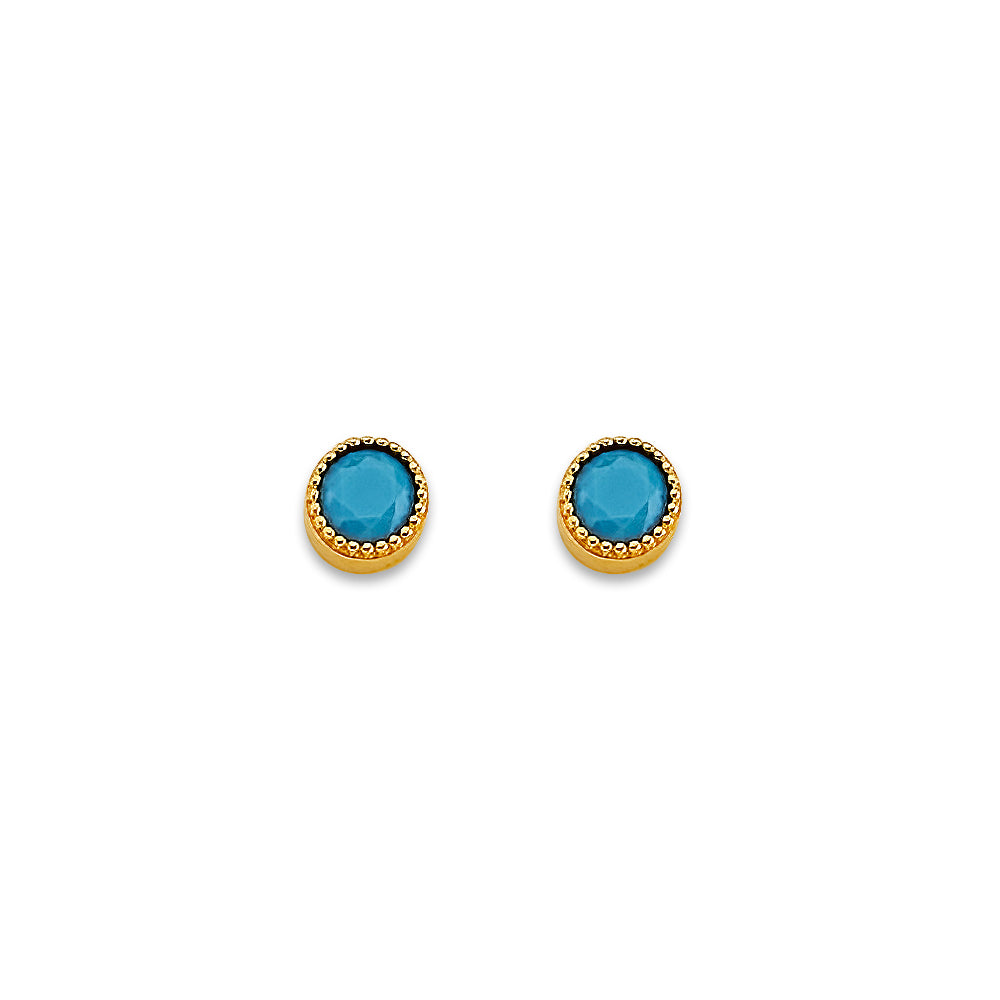 14K Yellow Gold Stud Earring & Solitaire Jewelry - ST864