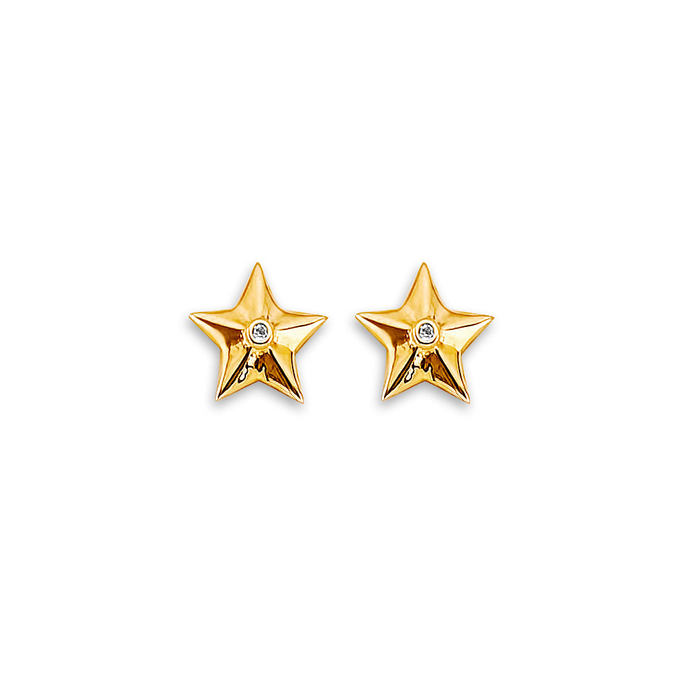 14K Yellow Gold Stud Earring & Solitaire Jewelry - ST871
