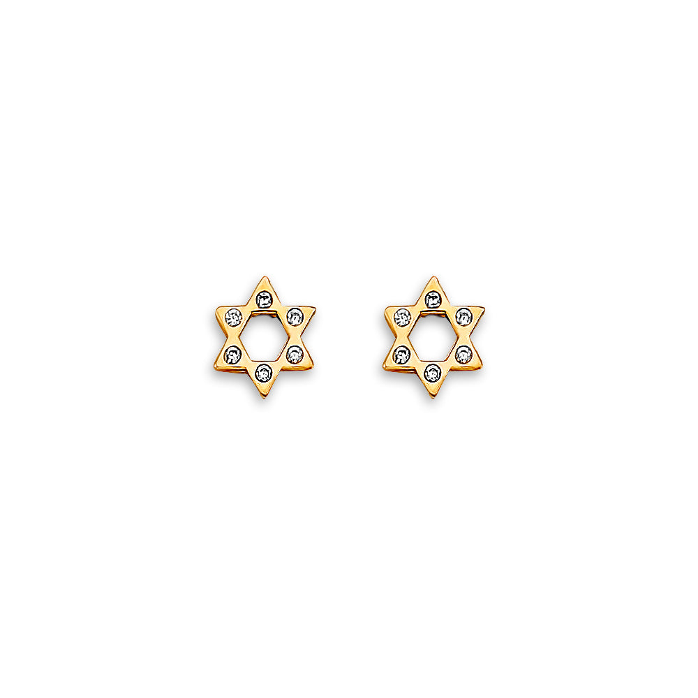 14K Yellow Gold Stud Earring & Solitaire Jewelry - ST872