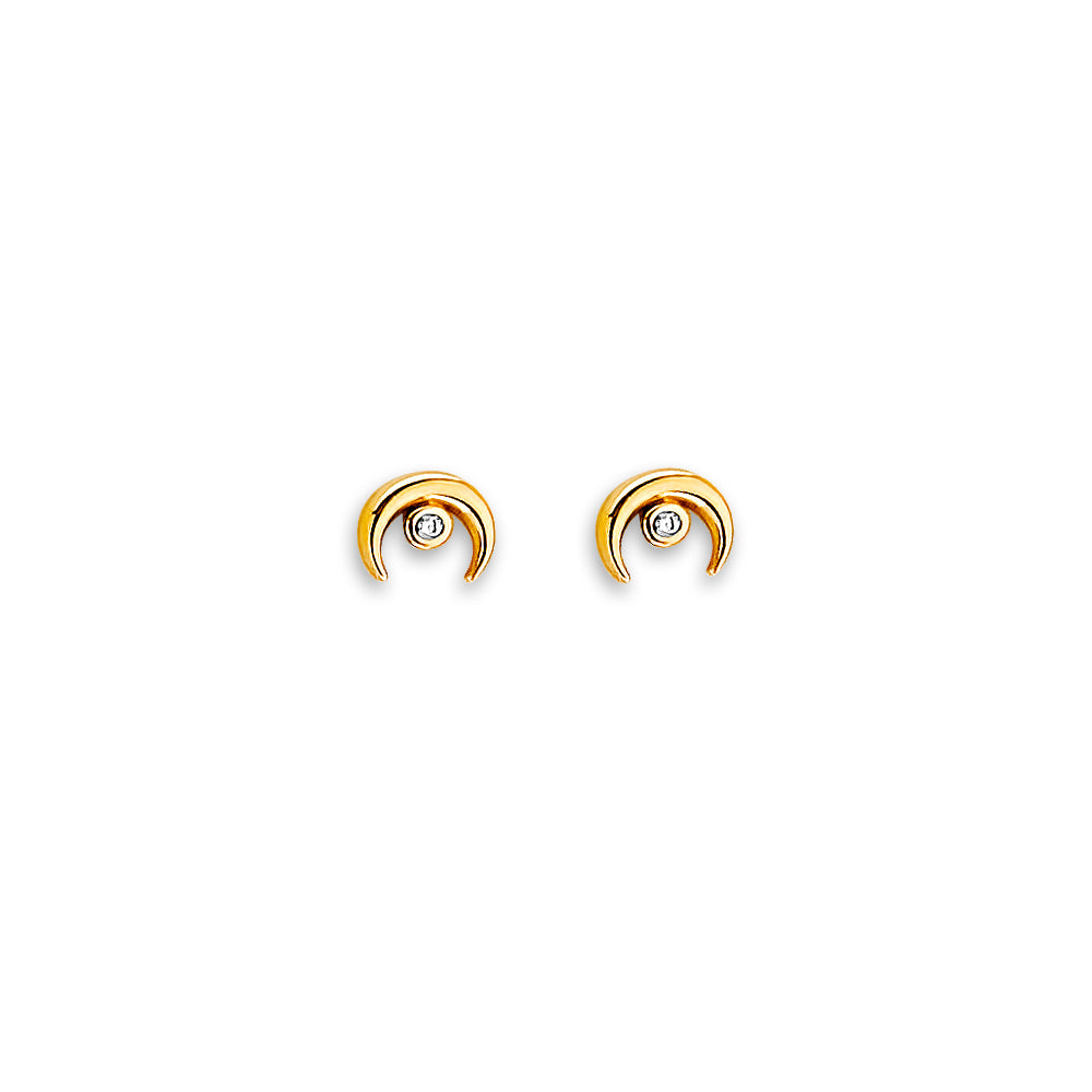 14K Yellow Gold Stud Earring & Solitaire Jewelry - ST874