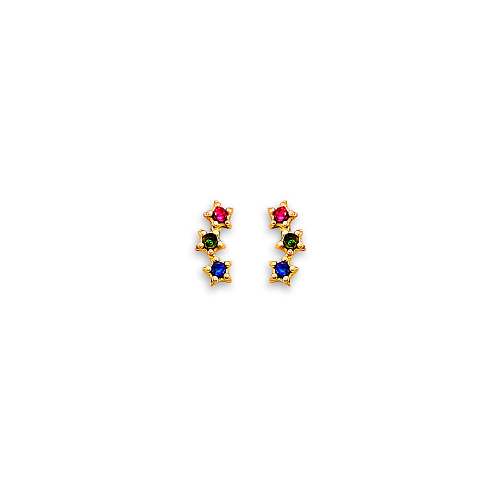 14K Yellow Gold Stud Earring & Solitaire Jewelry - ST876