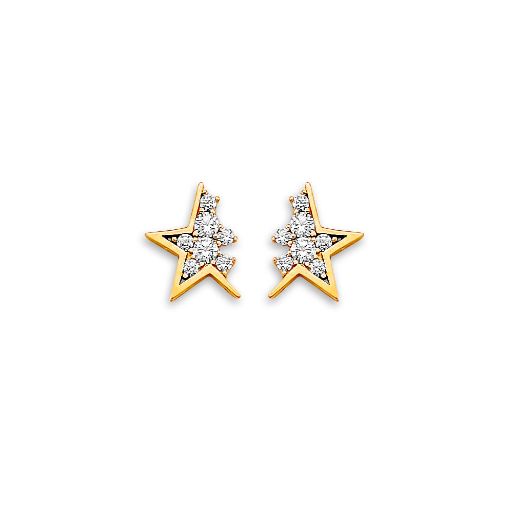 14K Yellow Gold Stud Earring & Solitaire Jewelry - ST878