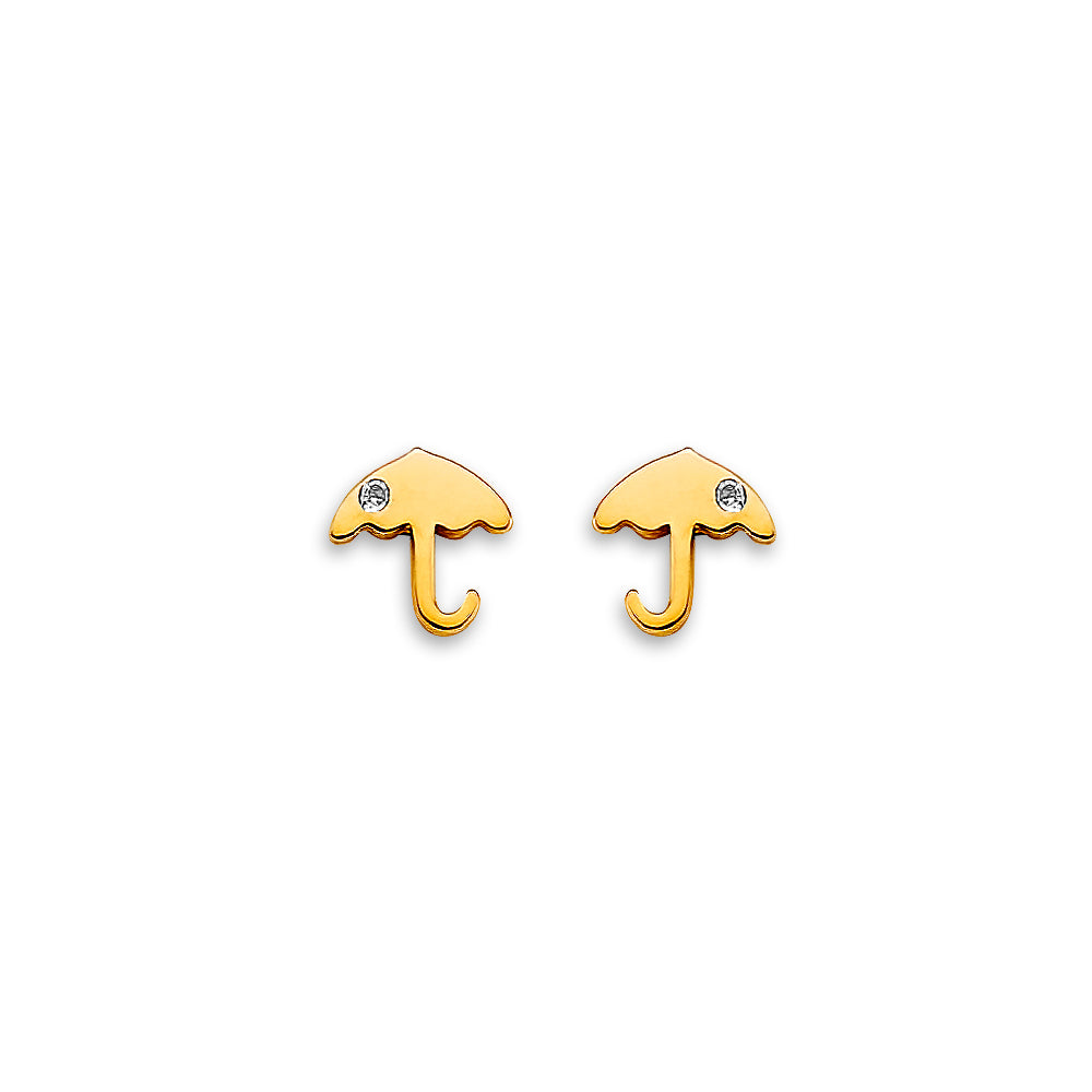 14K Yellow Gold Stud Earring & Solitaire Jewelry - ST880