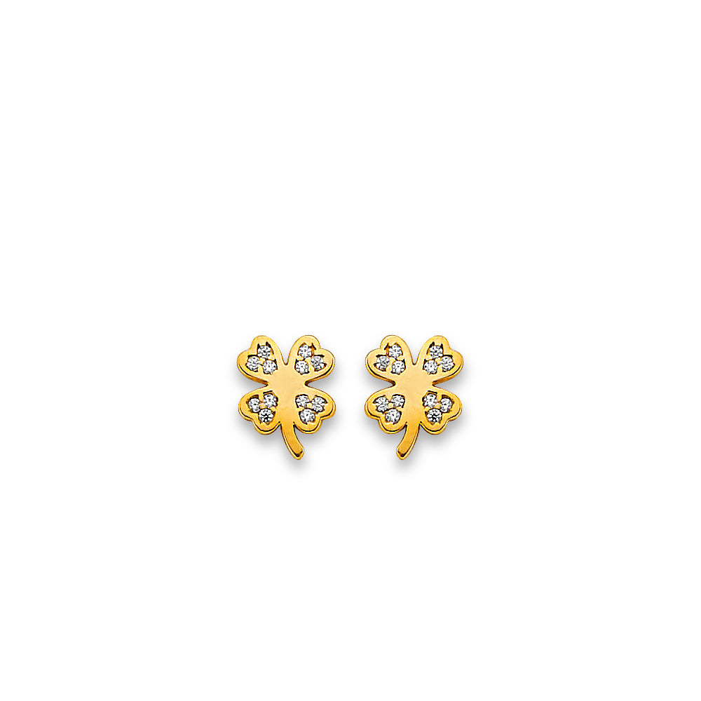 14K Yellow Gold Stud Earring & Solitaire Jewelry - ST884