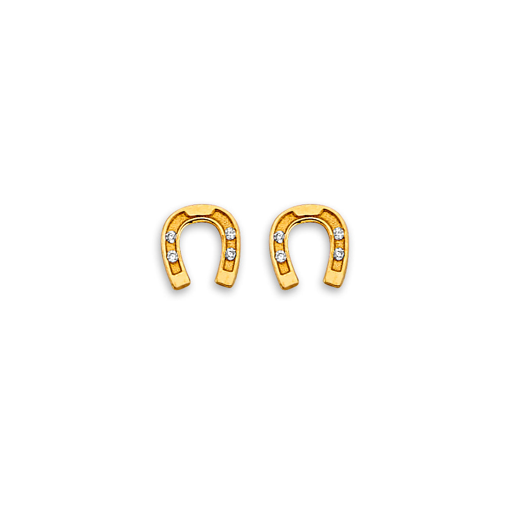 14K Yellow Gold Stud Earring & Solitaire Jewelry - ST895