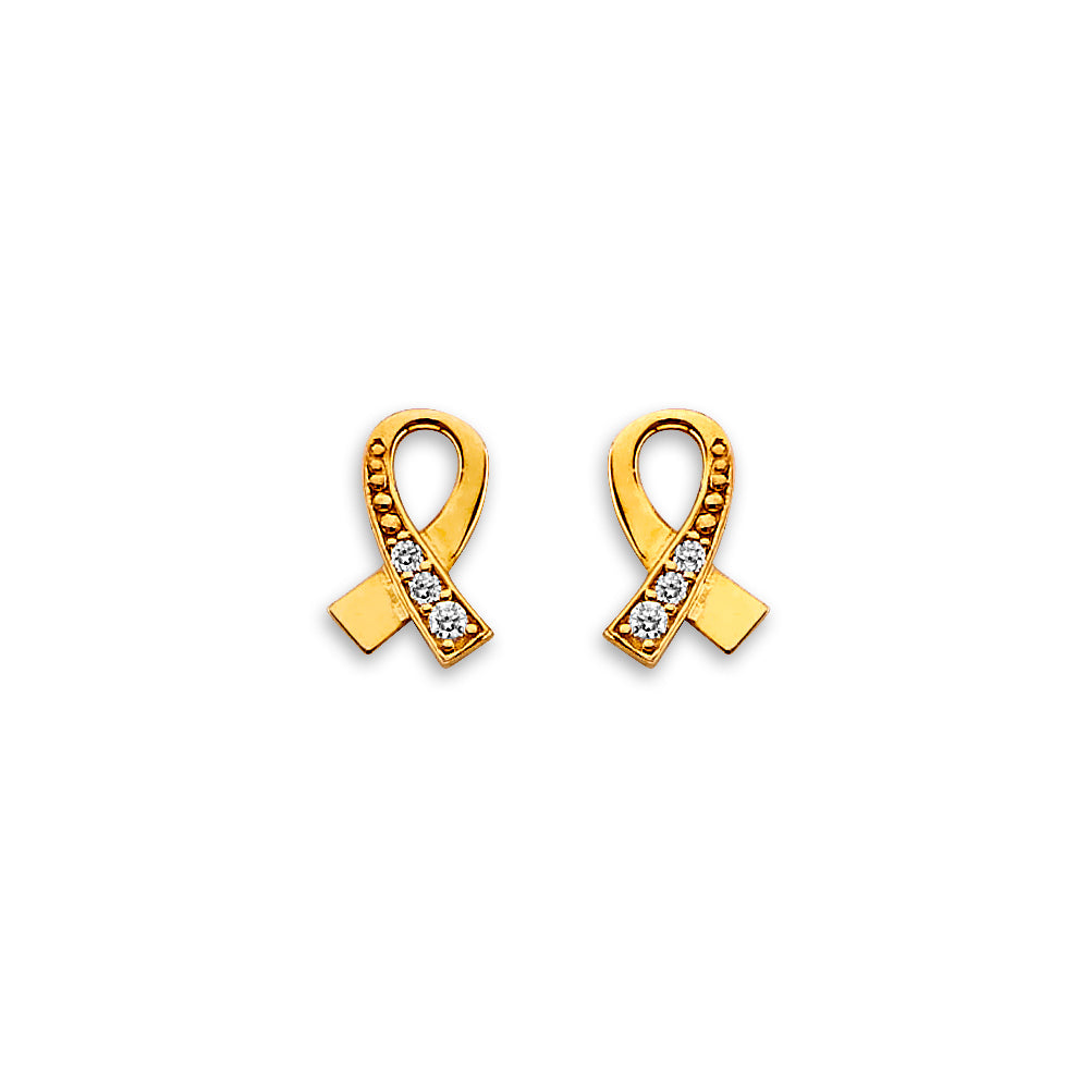 14K Yellow Gold Stud Earring & Solitaire Jewelry - ST896